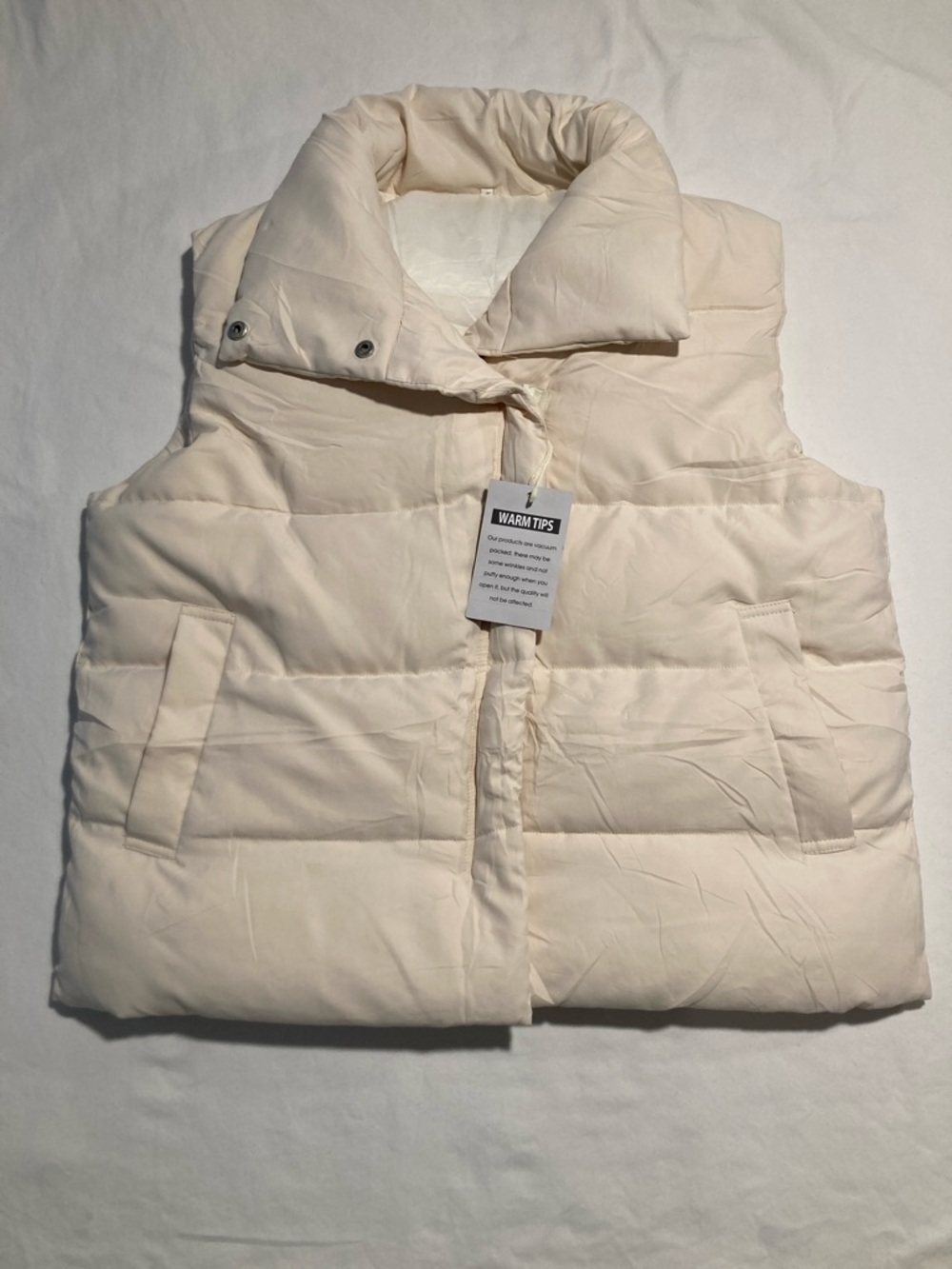 Cream Puffer Vest with High Collar (Item No. C26)